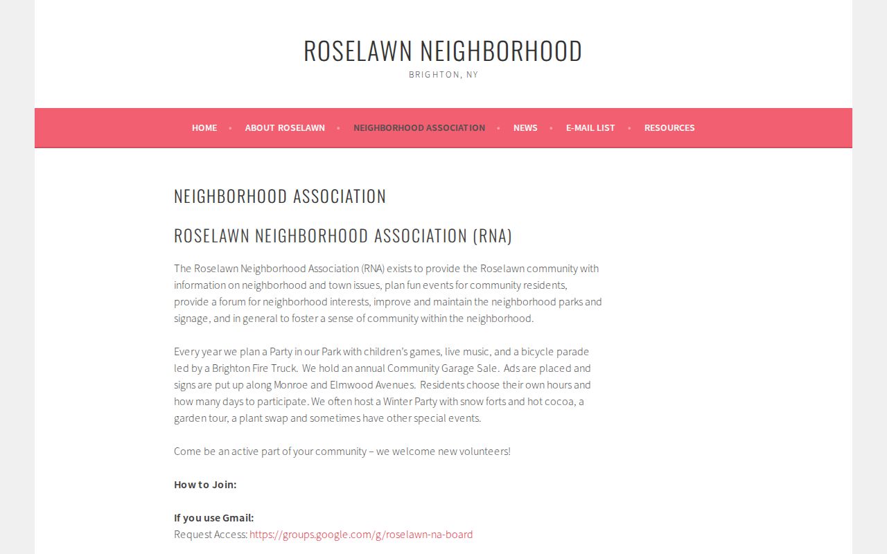 Brighton neighbors Roselawn Neighborhood Association event and join information