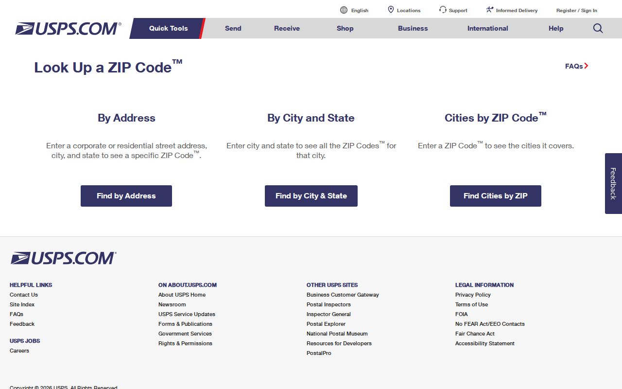 USPS ZIP lookup form for verifying a Brighton, New York mailing address